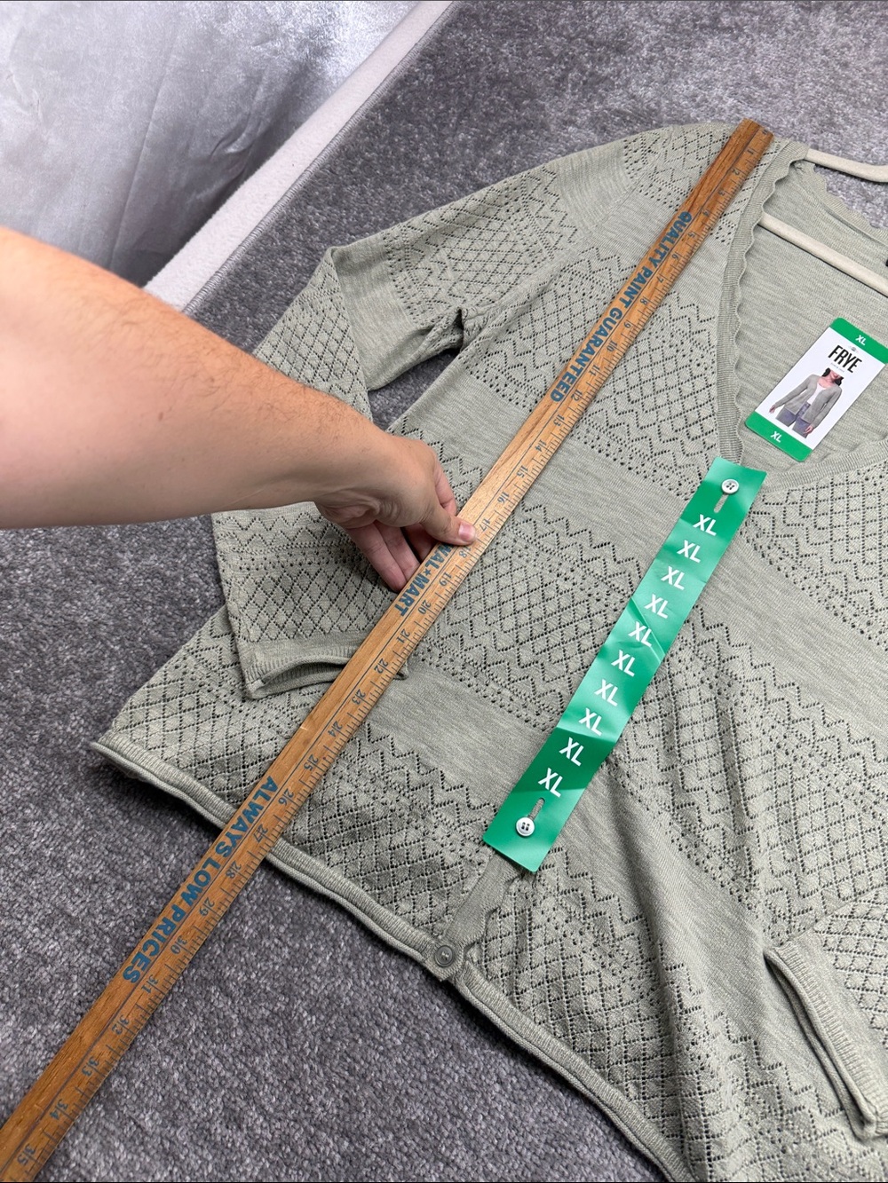 NWT FRYE Long Sleeve Button Up Sweater Cardigan Seagrass Green Womens XL - Picture 4 of 9